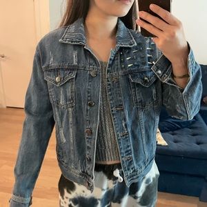 Studded Denim Jacket with Cross💙